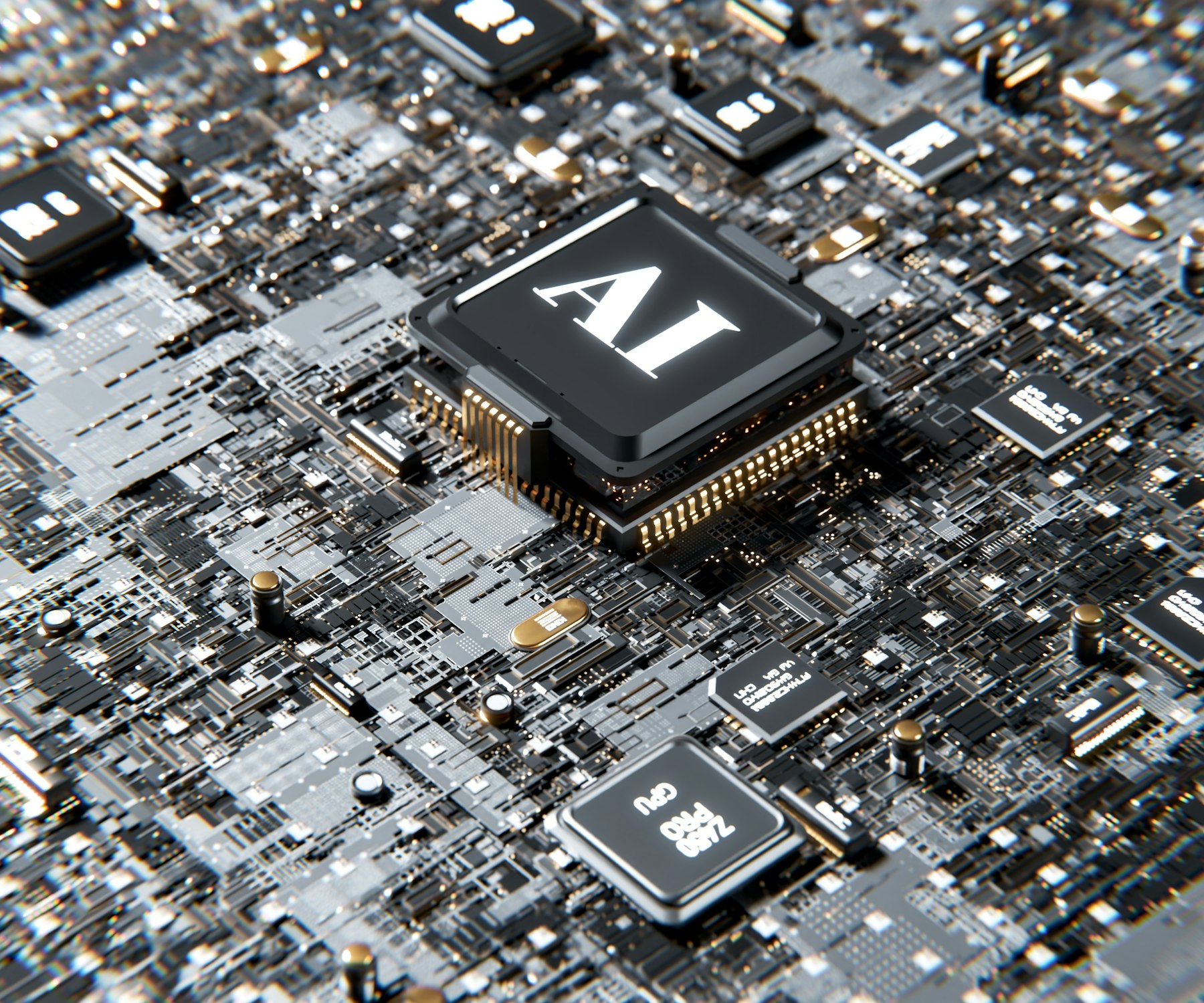 Computerchip mit KI-Aufschrift